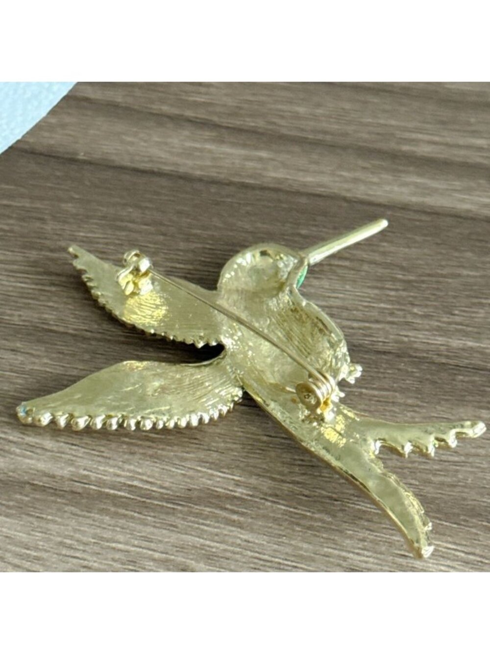 Blue and Green birds brooch Q595 - Picture 3 of 3